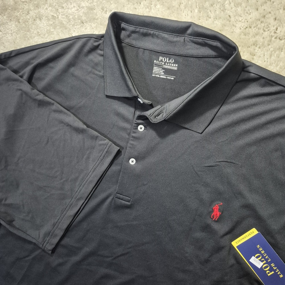 Polo Ralph Lauren Performance Polo Shirt Mens 4XLT Black Stretch Golf Workwear